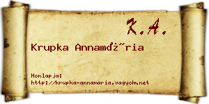Krupka Annamária névjegykártya